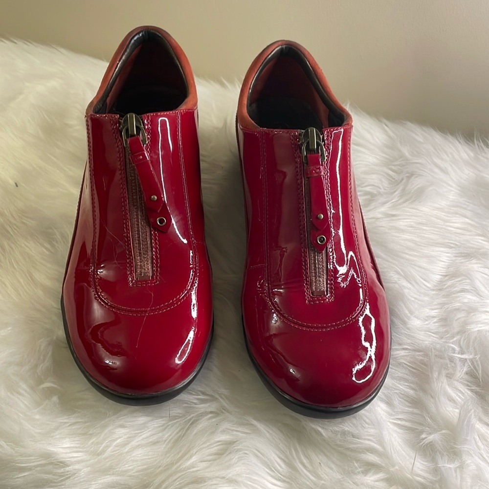 Cole Haan Womens Air Luna Red Patent Leather Waterproof Rain Zip Shoe Size 6B
